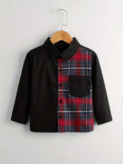 Girls Plaid Shirt Top Collared Long Sleeve