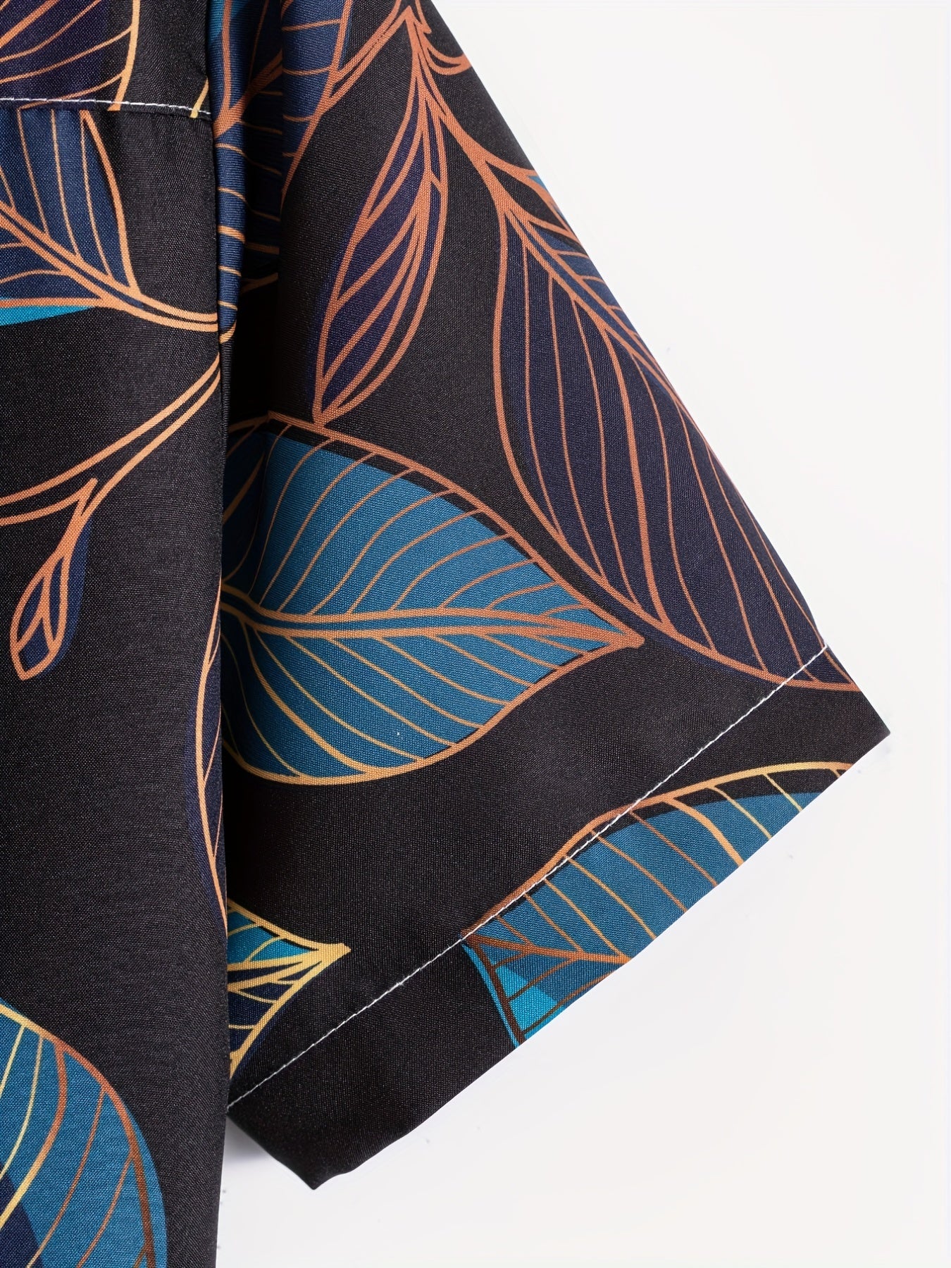 Leaf Print Men's Short Sleeve Shirt for Summer Vacation