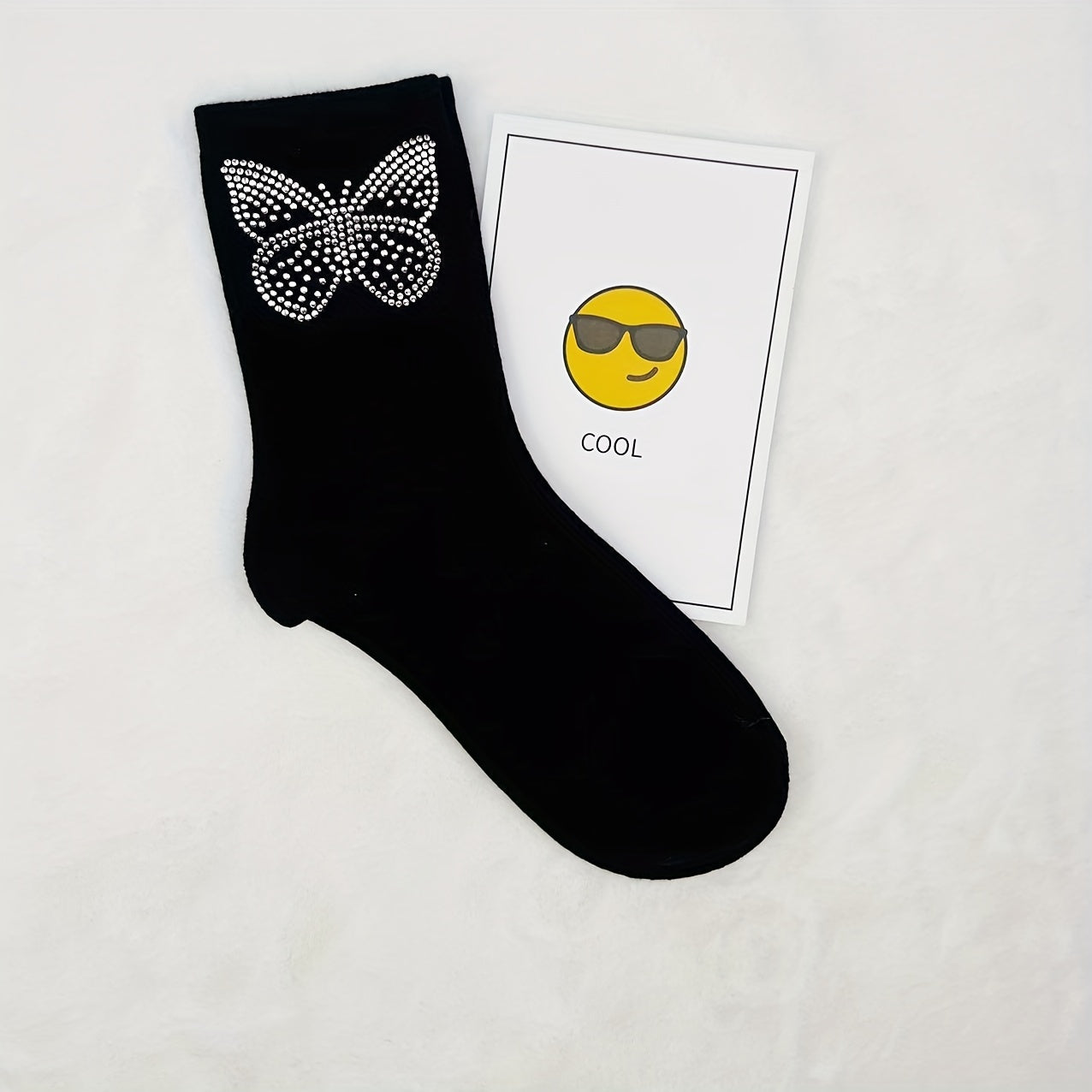 Butterfly Rhinestone Socks Mid Tube Women's Stockings