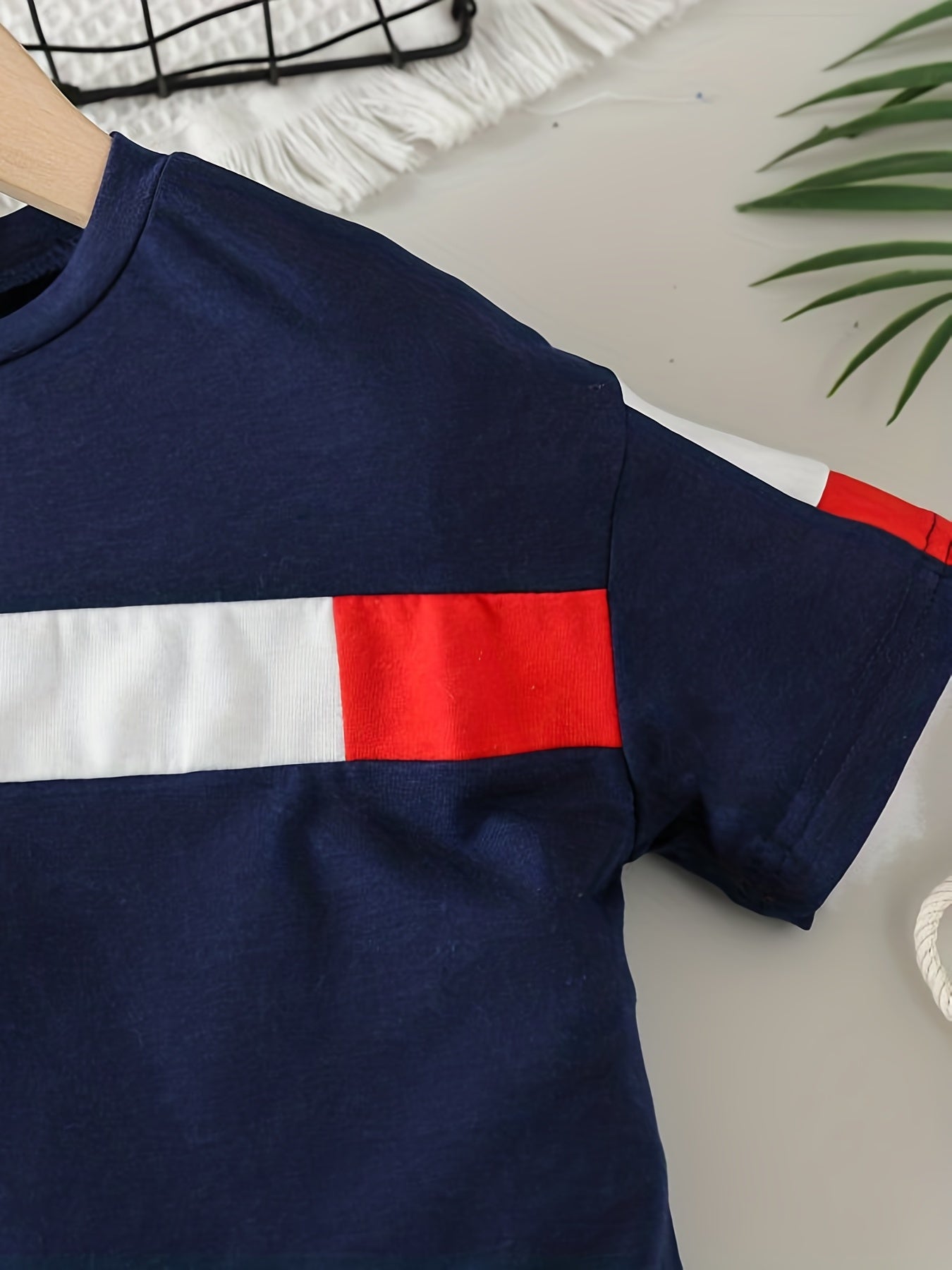 Boys Block T Shirt And Shorts Set Summer Casual Top And Pants