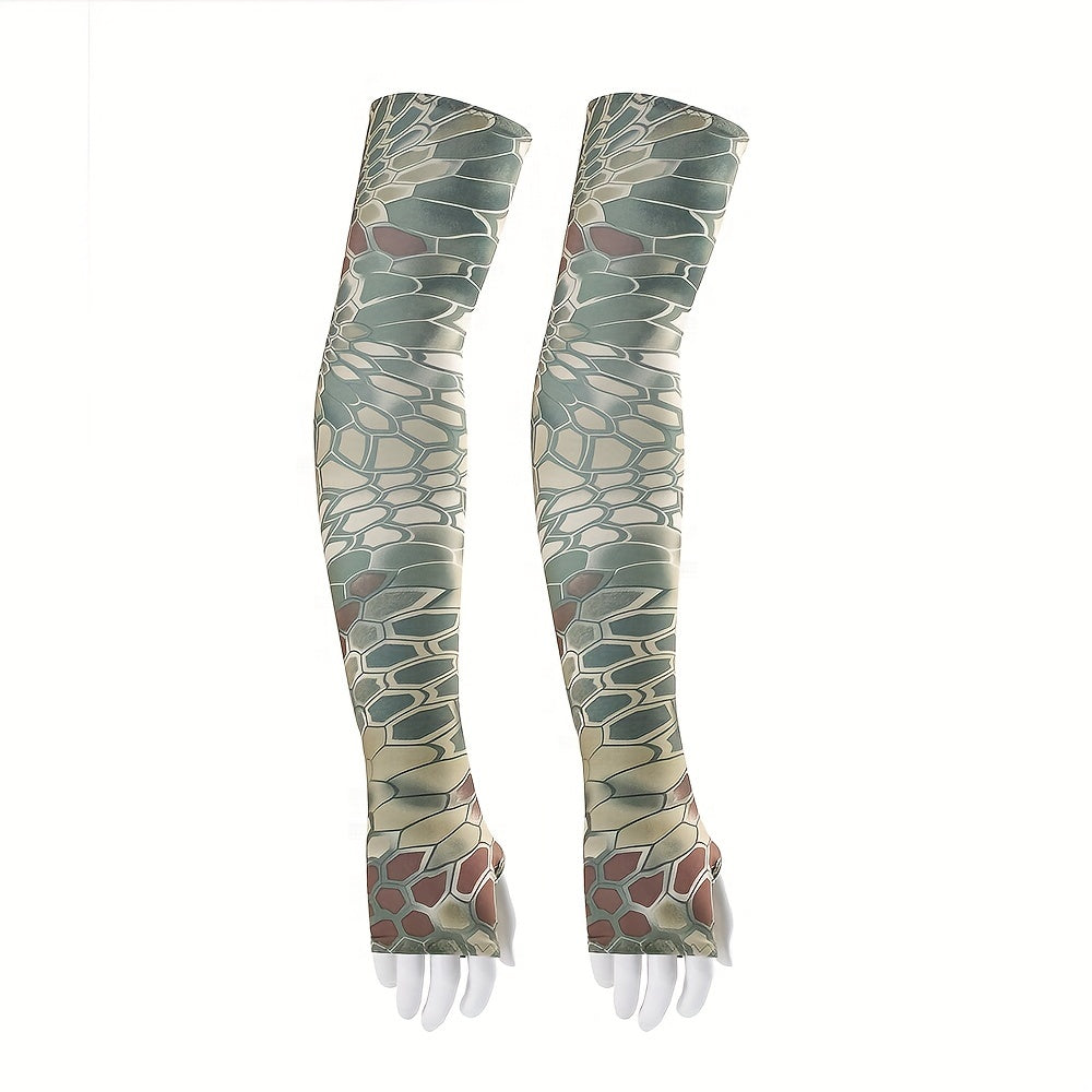Camouflage Ice Silk Sunscreen Sleeves for Outdoor Activities Unisex