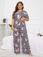 Leopard & Butterfly Print Pajama Set