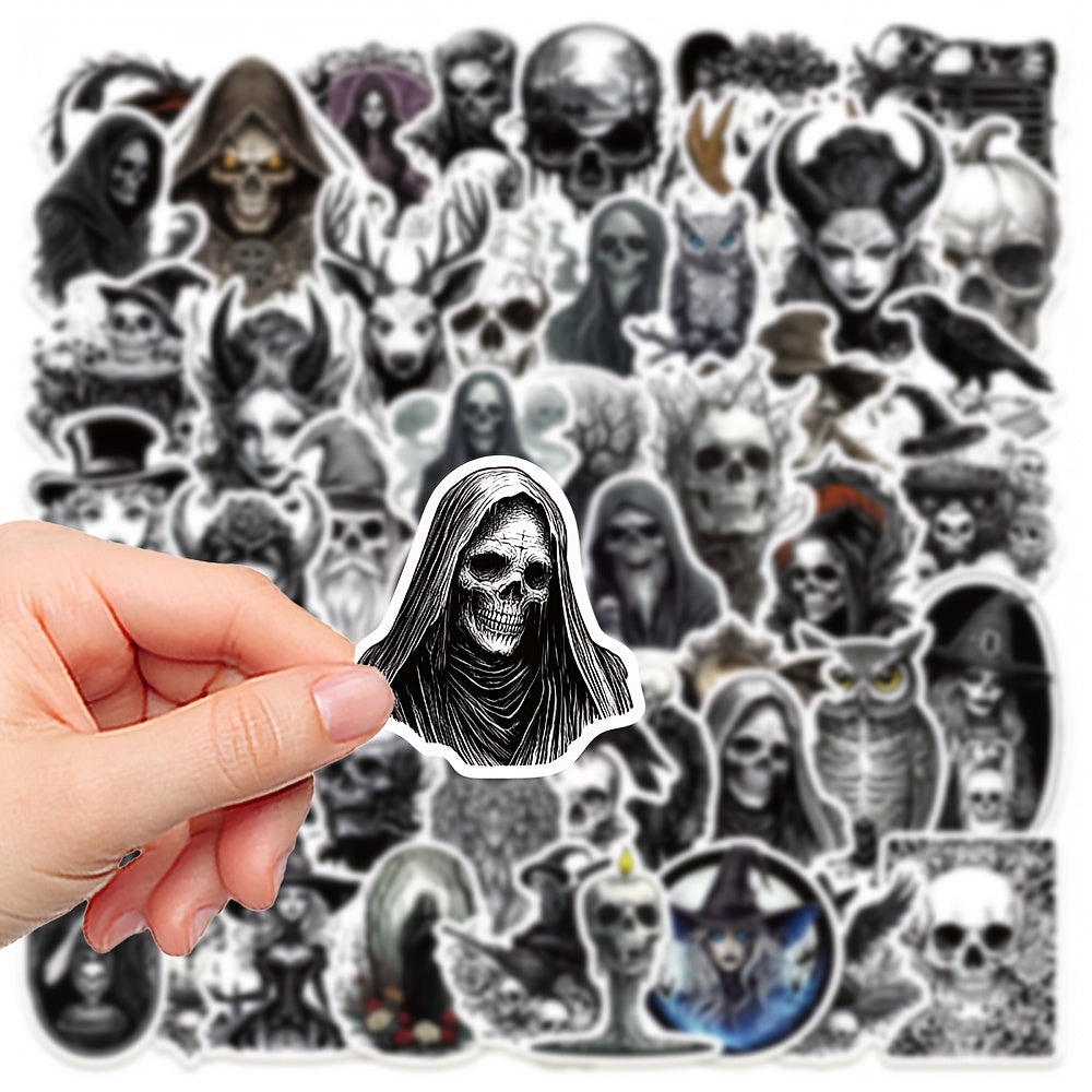 50 Retro Skull Stickers for Phones Luggage Skateboards Halloween