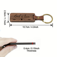 Walnut Wooden Keychain with Leather Buckle Keyring