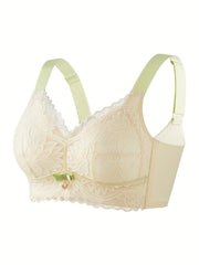 Floral Lace Wireless Push Up Bra Soft Comfortable Lingerie