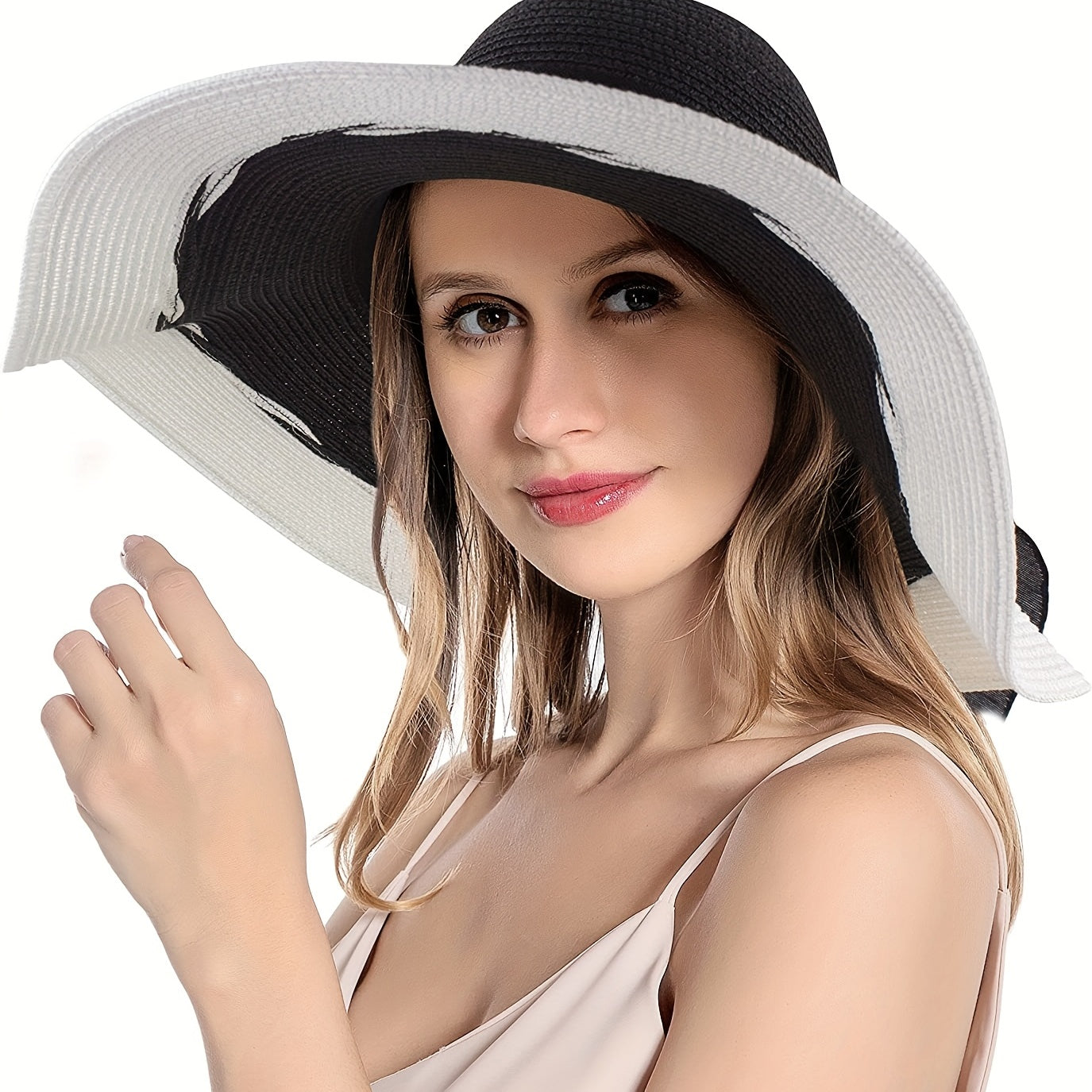 Women Bow Straw Hat Big Brim Summer Beach Sun Hat