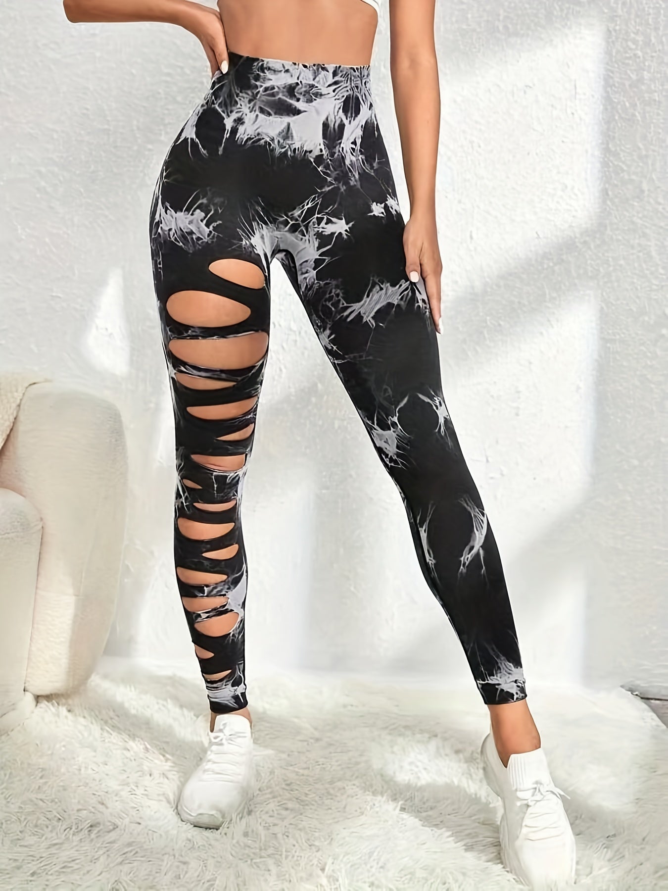 Tie Dye Fitness Pants Hollow Out Yoga Leggings