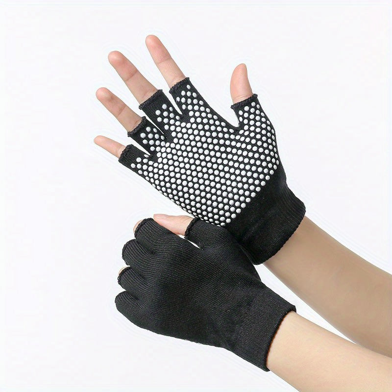 Yoga Half Finger Gloves Non slip Solid Fingerless Gloves for Training Cycling