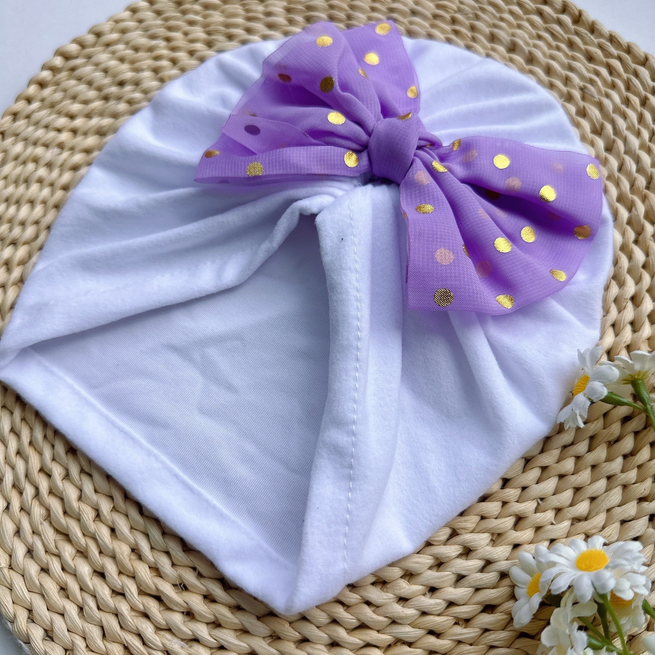 Purple Baby Headband Soft Comfortable Bowtie Baby Hat Newborns