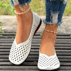 Women's Hollow Out Flat Shoes Slip On Casual Breathable Walking Flats