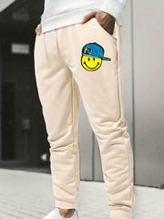 Smile Face Hat Men's Sports Pants Casual Drawstring Jogging Trousers