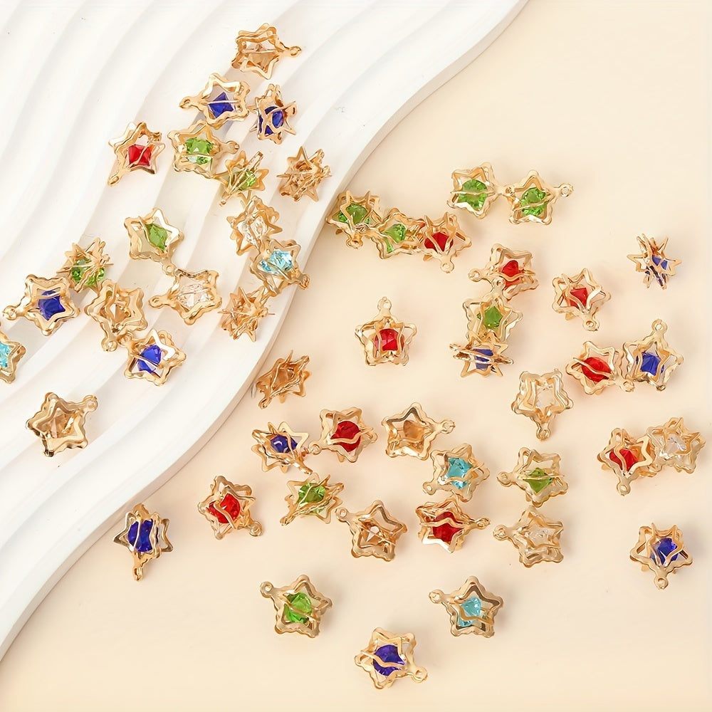 50 Pcs 3D Star Shape Colorful Pendent DIY Jewelry Accessories