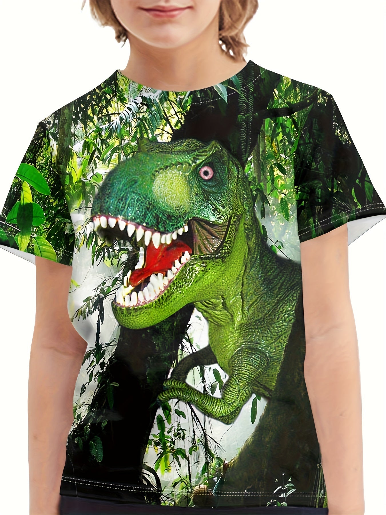 T Rex 3D Print Boy's T shirt Short Sleeve Crew Neck Kids Toddler Summer Clothes