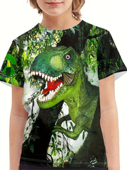 T Rex 3D Print Boy's T shirt Short Sleeve Crew Neck Kids Toddler Summer Clothes