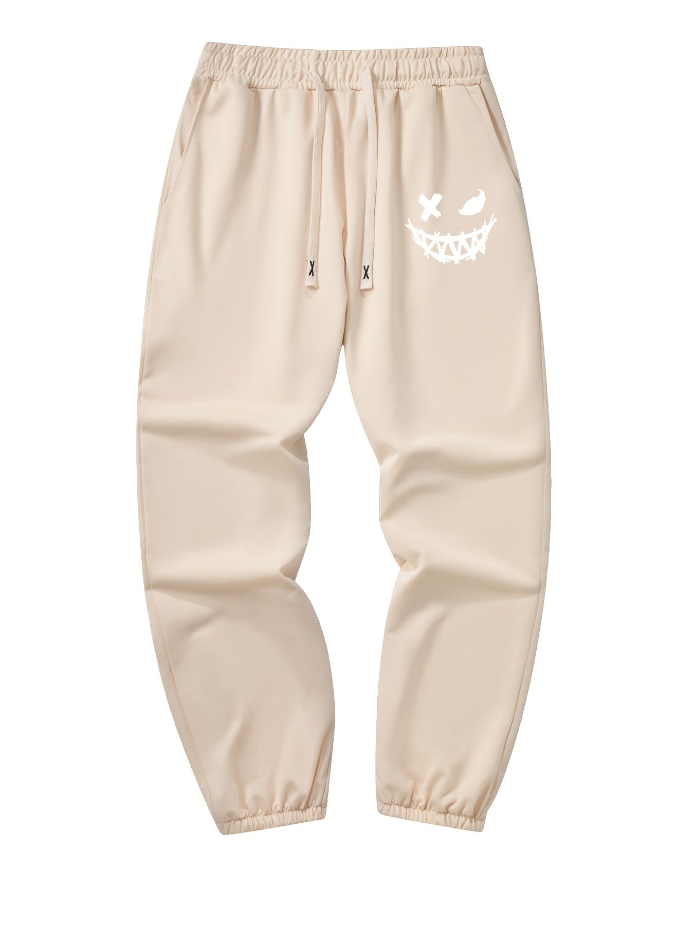 Smile Face Casual Men's Trousers Spring Summer Drawstring Elastic Sports Pants