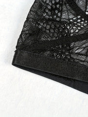 Floral Lace Halter Bra Sexy Scallop Trim Lingerie