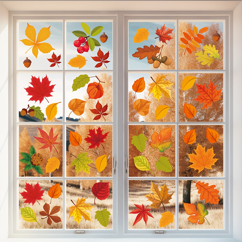 64PCS Double Sided Fall Window Clings for Glass Windows