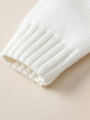 Girls Casual Knitted Sweater with Rabbit Embroidery