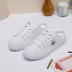 Women's Canvas Platform Slippers Lace Up Breathable Shoes