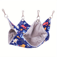 Small Pet Hammock Cartoon Print Hanging Hamster Nest