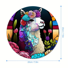 Stained Glass Alpaca Llama Round Mouse Mat Mouse Pad 7.87x7.87x0.1inch