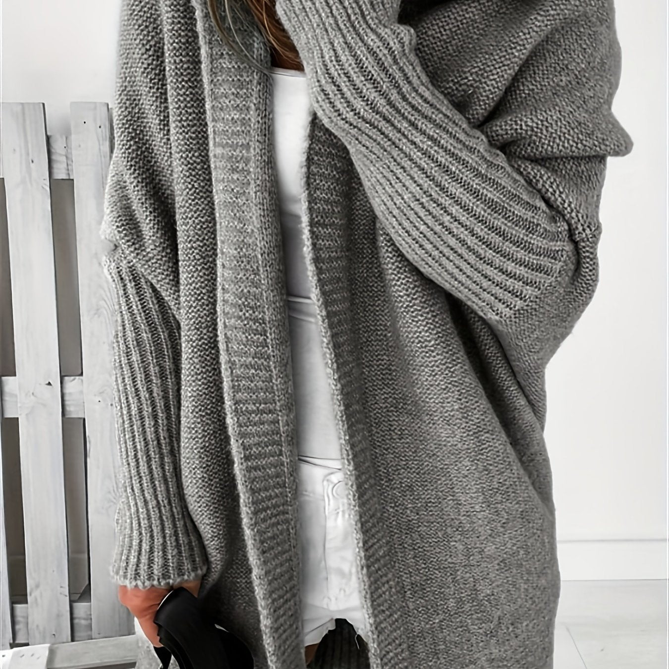 Solid Long Sleeve Hooded Cardigan