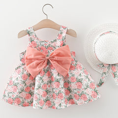 Baby Girls Floral Bowknot Sleeveless Dress Princess Dresses Soft Comfortable