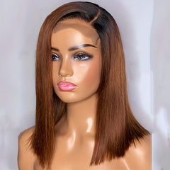 30 Colored Bone Straight Bob Wig 13x4 Lace Frontal Human Hair Wigs