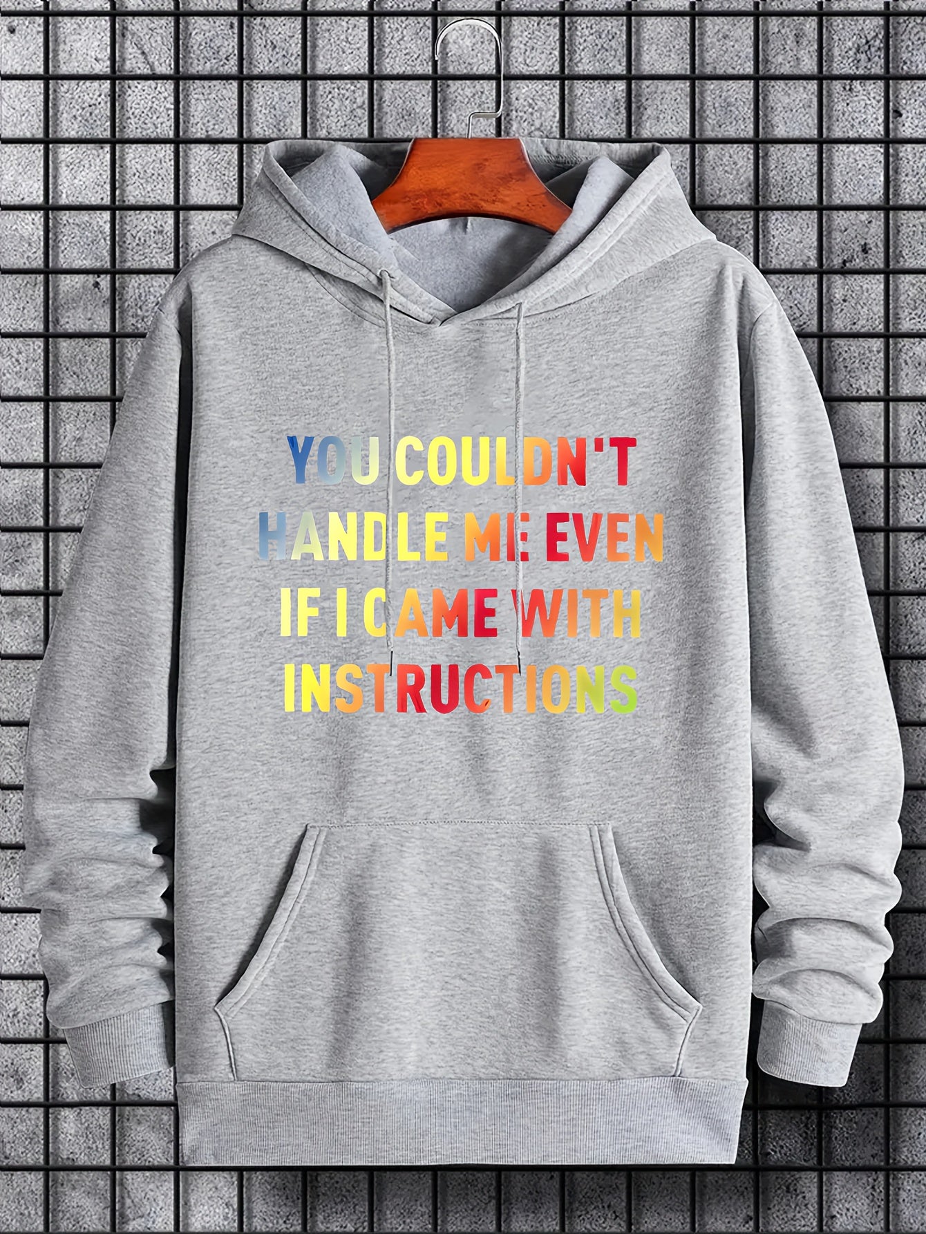 Men's Letter Print Hoodie Active Drawstring Hooded Sweatshirt