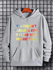 Men's Letter Print Hoodie Active Drawstring Hooded Sweatshirt