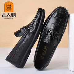 Crocodile Embossed Leather Slip On Dress Shoes for Men
