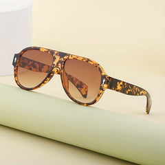 Men's Large Frame UV Resistant Sunglasses Leopard Print Beach Sunglasses