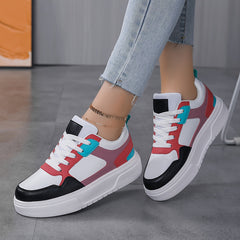 Women's Lace Up Chunky Sneakers Lightweight Non slip Skate Shoes