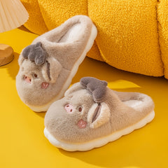 Men's Piggy Plush Slippers Warm Couple House Shoes Winter Autumn