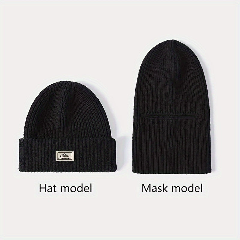 Winter Knitted Beanie Hat & Scarf Set Ear Protection Warm Hat Neck Gaiter