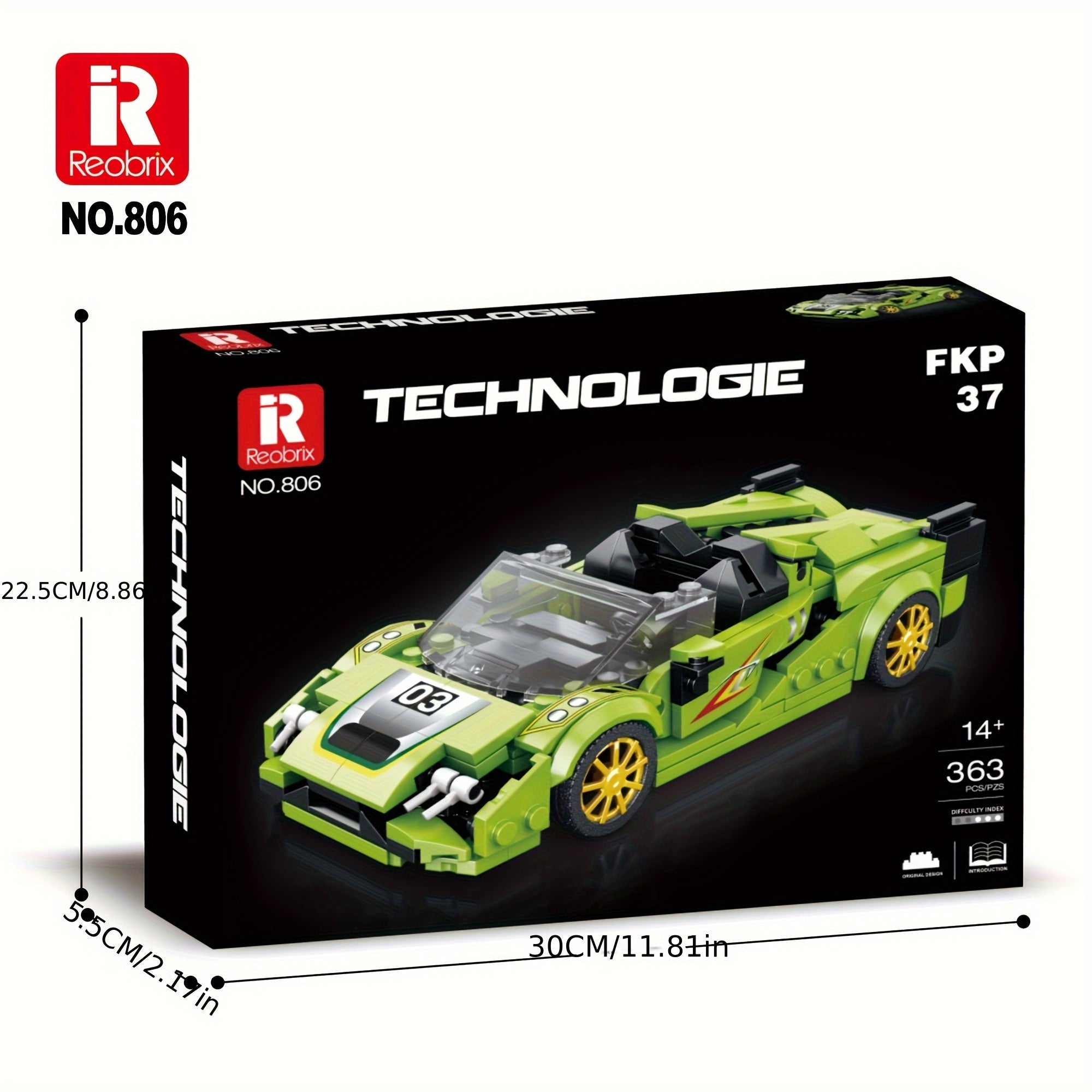 Reobrix NO 806 Green Racing Car Set Building Blocks Toy
