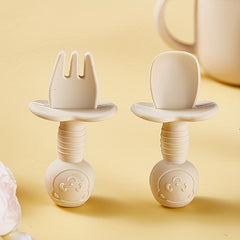 Silicone Baby Fork And Spoon Set for 4+ Months BPA Feeding Tableware