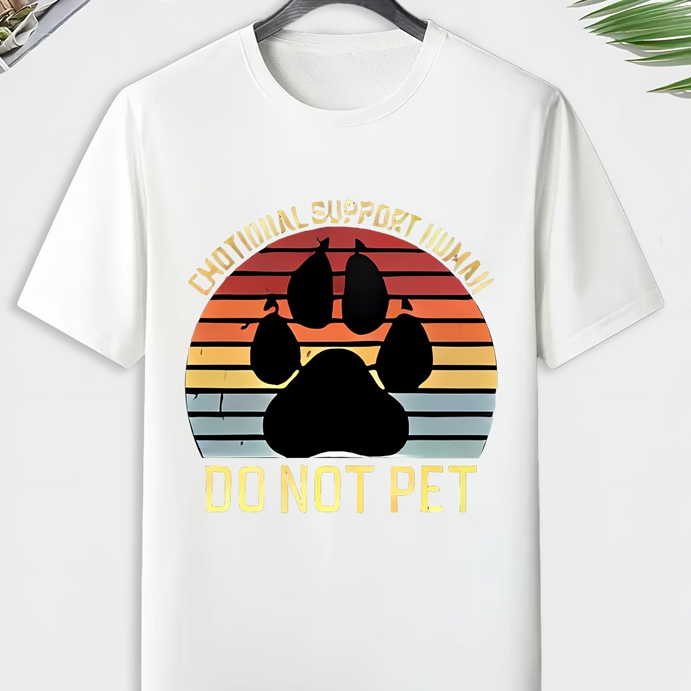 Men's Paw Print T shirt Active Comfy Slightly Stretch Crew Neck Tee