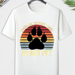 Men's Paw Print T shirt Active Comfy Slightly Stretch Crew Neck Tee