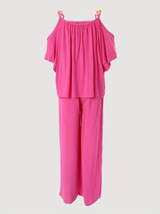 Cold Shoulder Top & Wide Leg Pants Set