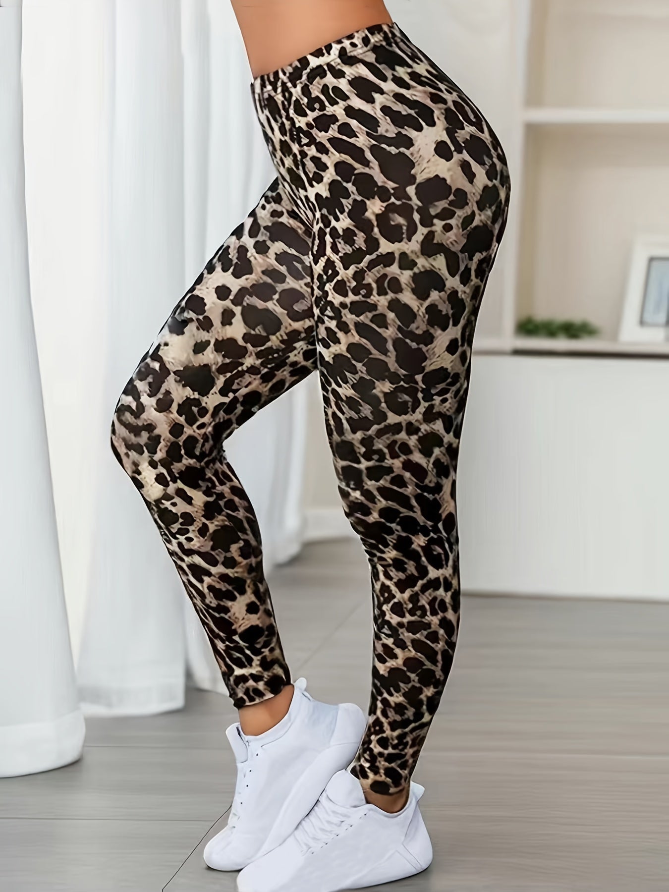 Leopard Print High Rise Plus Size Leggings