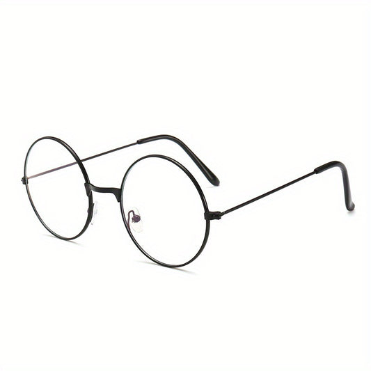 Vintage Round Metal Frame Clear Lens Glasses Lightweight Anti Light Reading Glas