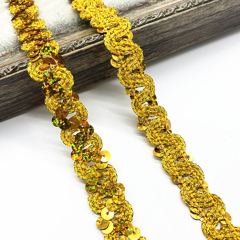 2 Yards Glittering Sequined Ribbon Trims For DIY Sewing