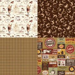 Coffee Themed DIY Scrapbook Stickers & Backgrounds Kit - 24 Sheets