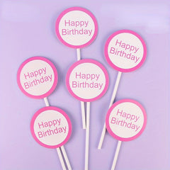 6pcs Birthday Dessert Table Decoration Inserts Cupcake Decoration