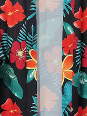 Women's Plus Tropical Print Robe & Shorts Set