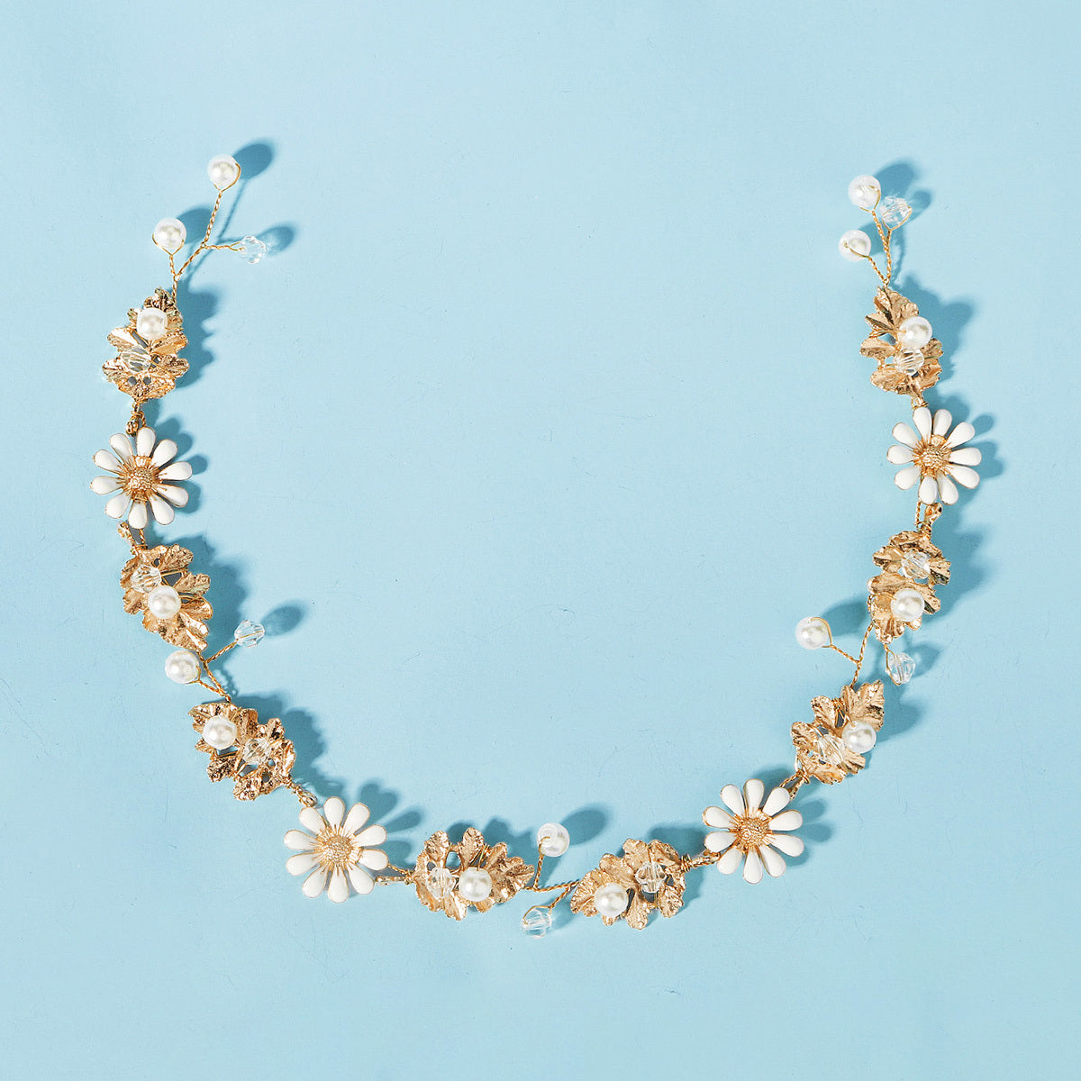 Golden Leaf Flower Bridal Headband Wedding Hair Piece