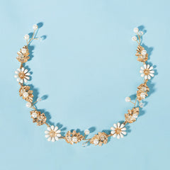 Golden Leaf Flower Bridal Headband Wedding Hair Piece