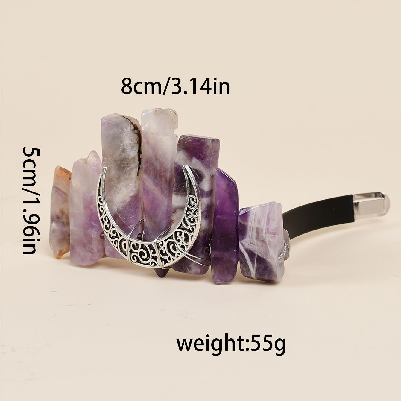 Natural Amethyst Crystal Hairclip Strong Hold Hair Clip Hair Accessories