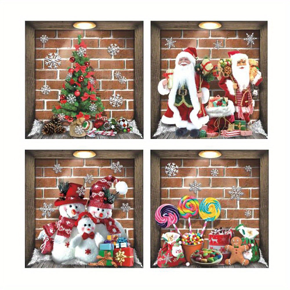 Christmas Wall Sticker Snowflake Santa Claus Tree Candy Party Window Sticker